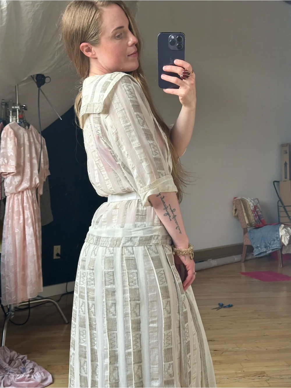 Linda Lundstrom Cream Patterned Maxi Dress - Picture 5 of 11